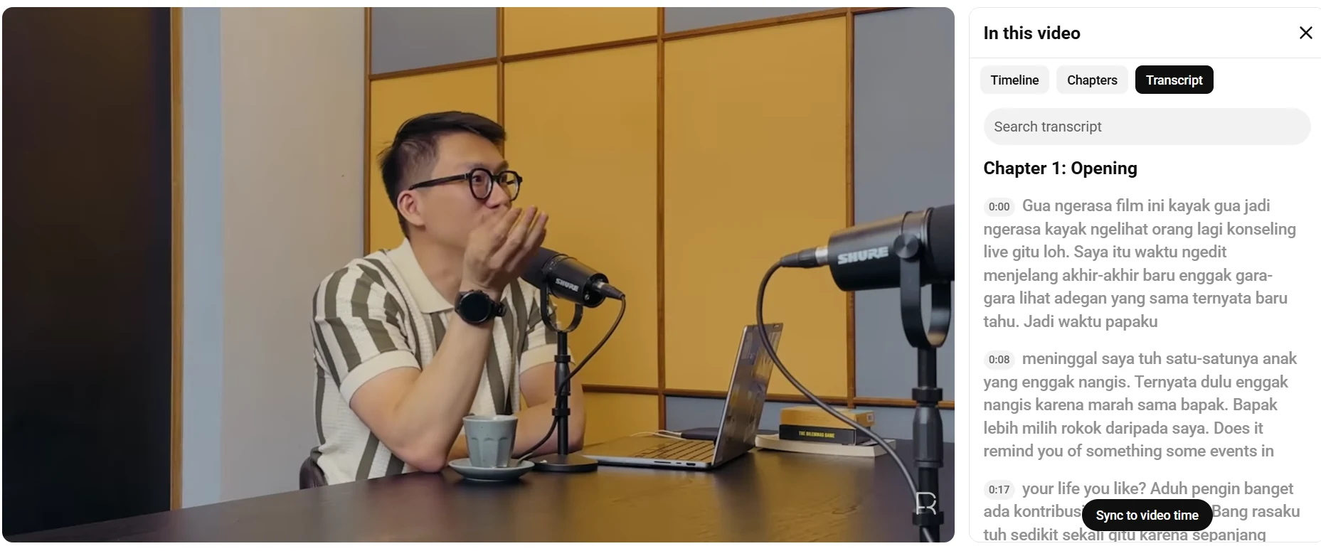 Klik bagian “Transcript” sehingga muncul skrip dari video tersebut