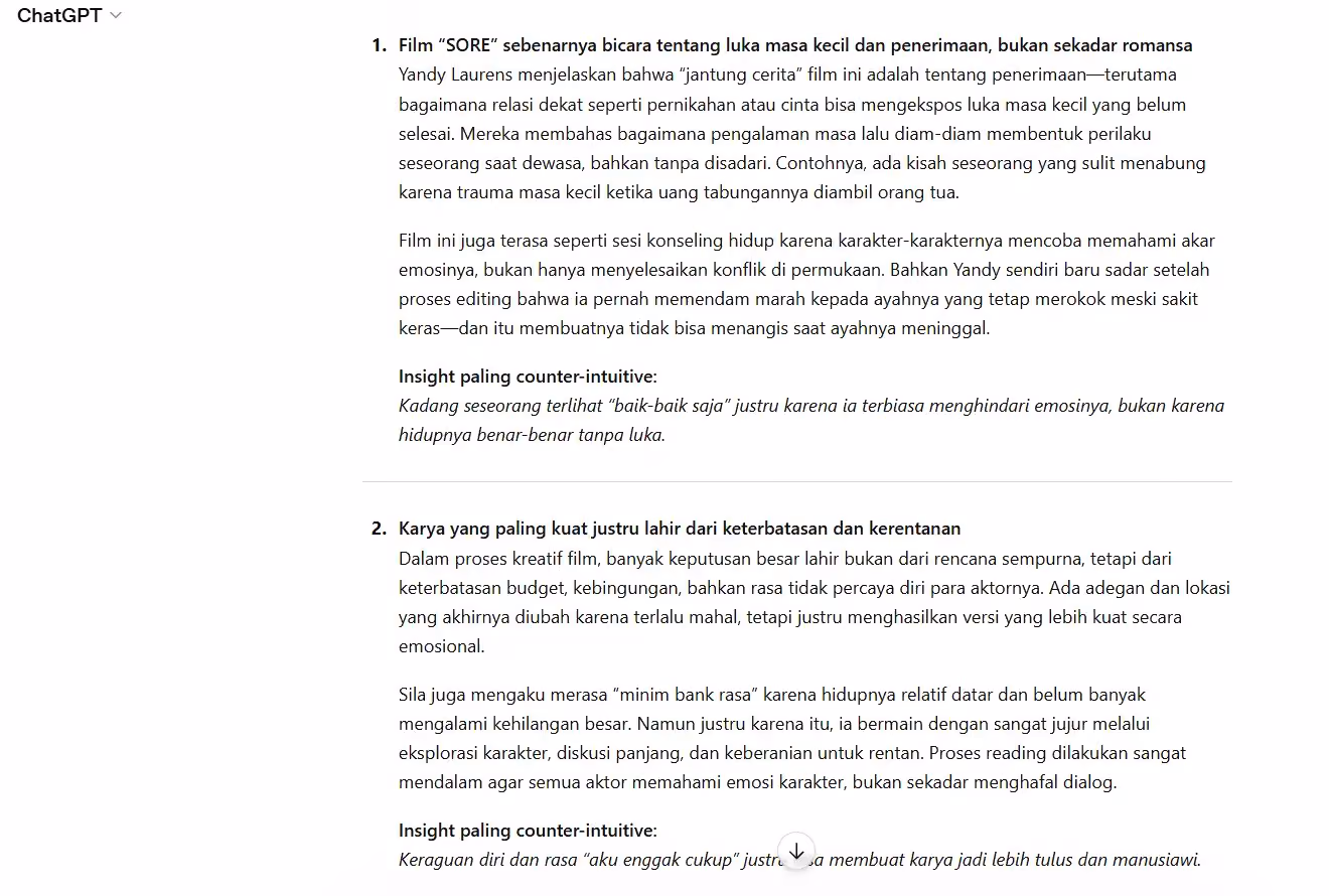 Setelah itu, ChatGPT pun memberikan hasil ringkasannya buat Teman Belajar