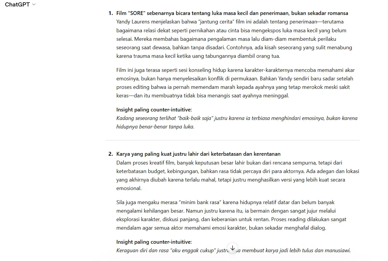 Setelah itu, ChatGPT pun memberikan hasil ringkasannya buat Teman Belajar
