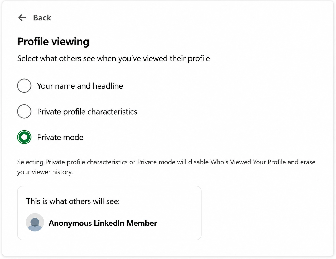 Profile Viewing Options