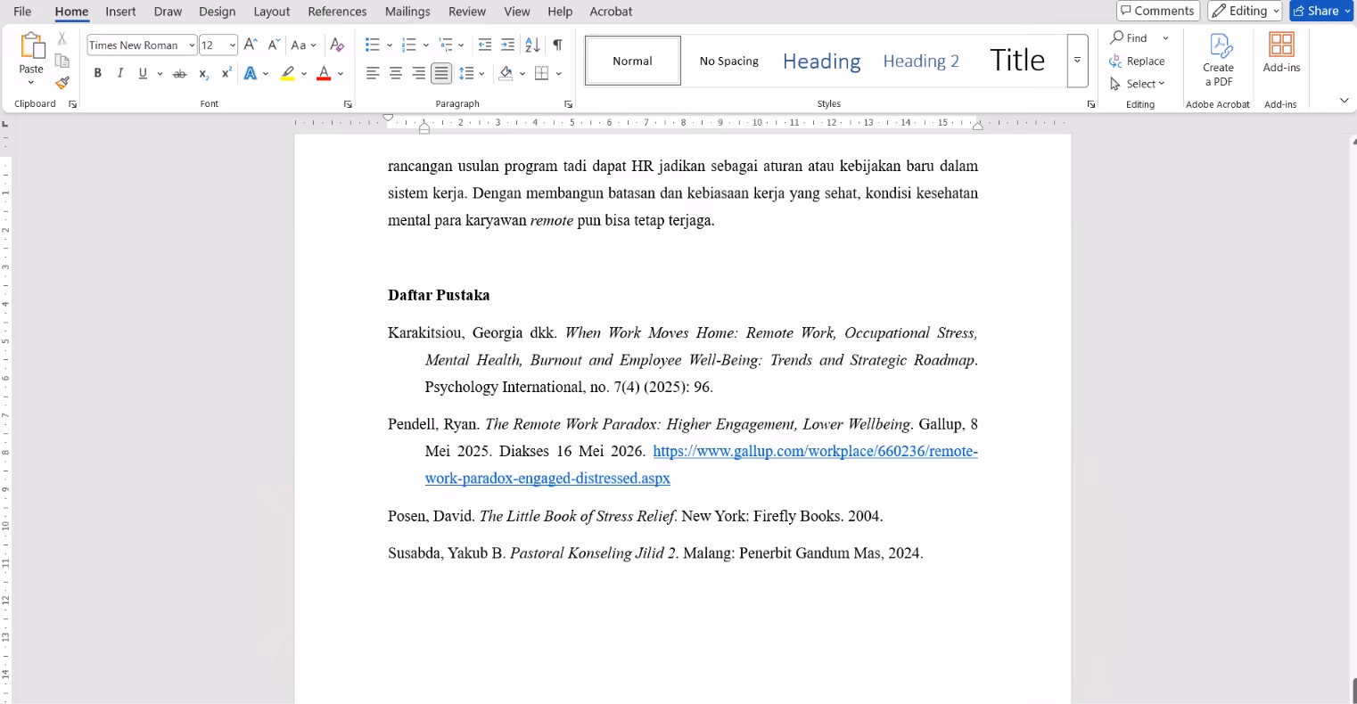 Tekan "Backspace" atau “Delete” pada halaman tersebut sampai halaman kosong di akhir tersebut hilang