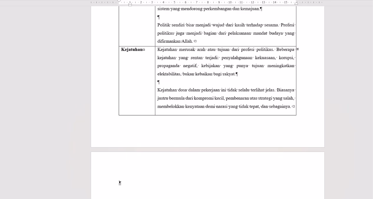 Tekan Ctrl + Shift + 8 untuk menampilkan tanda format Show/Hide (¶)