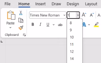 Ubah ukuran font menjadi 1