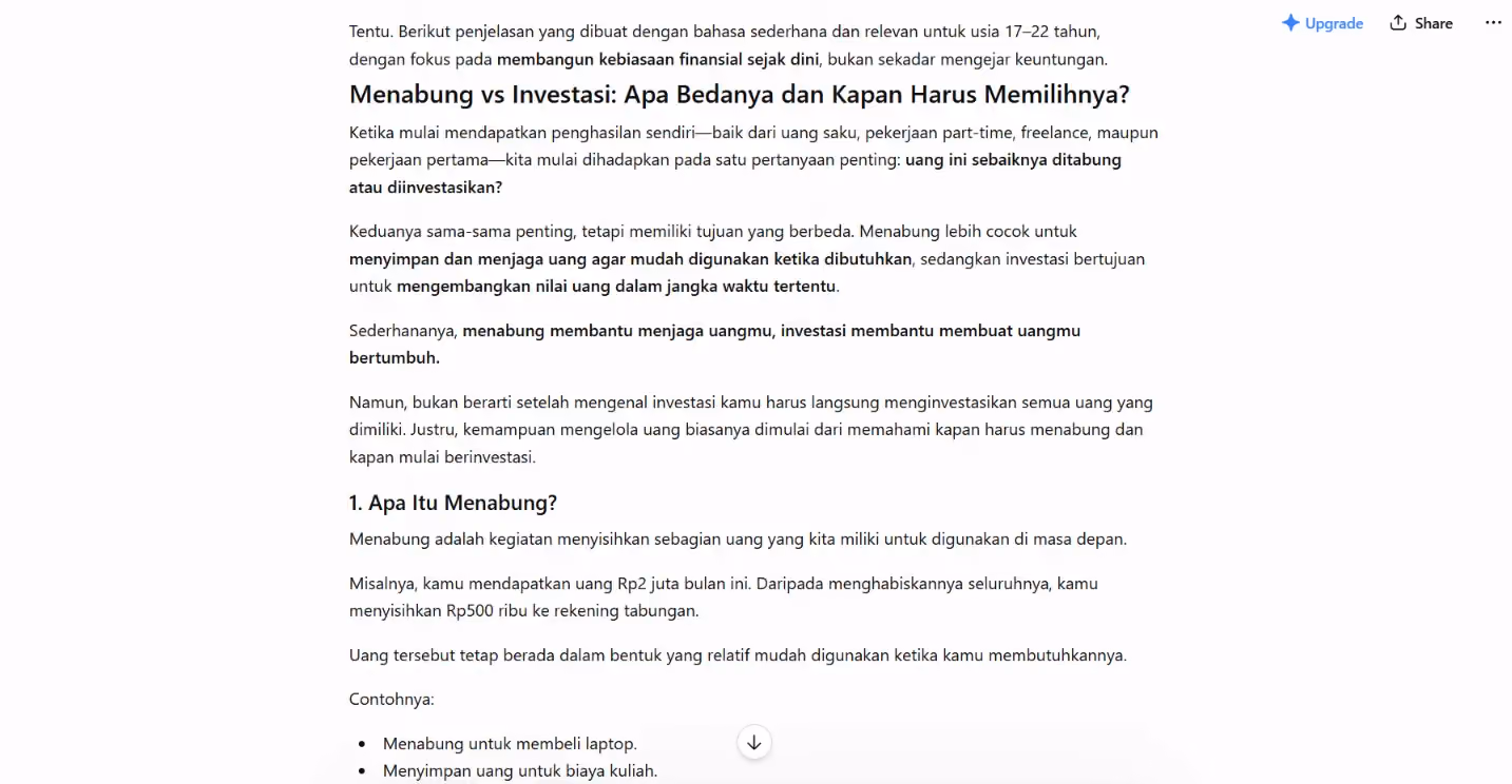 Contoh hasil atau jawaban ChatGPT1