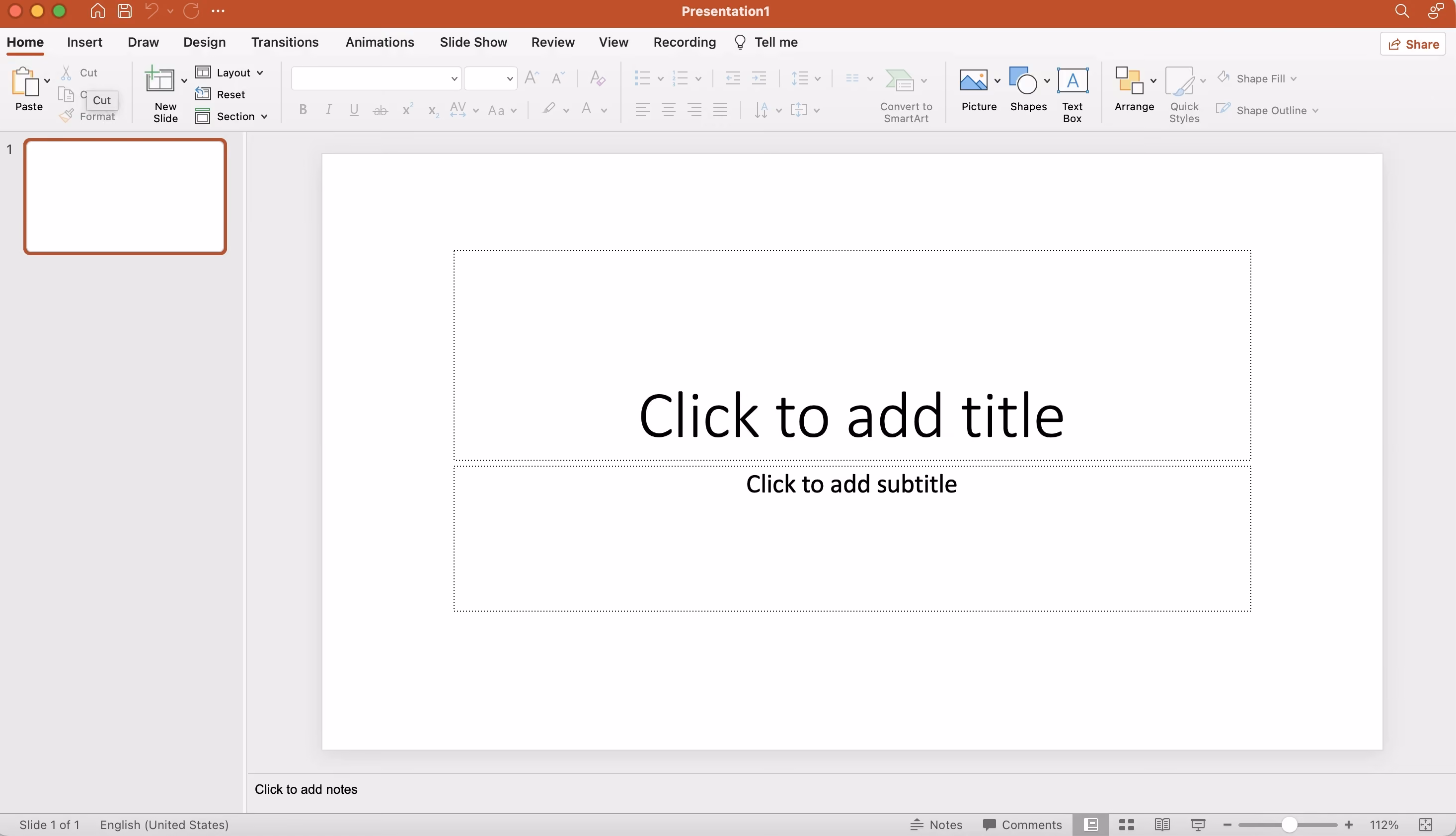 Gunakan template atau slide kosong lewat menu File > New.