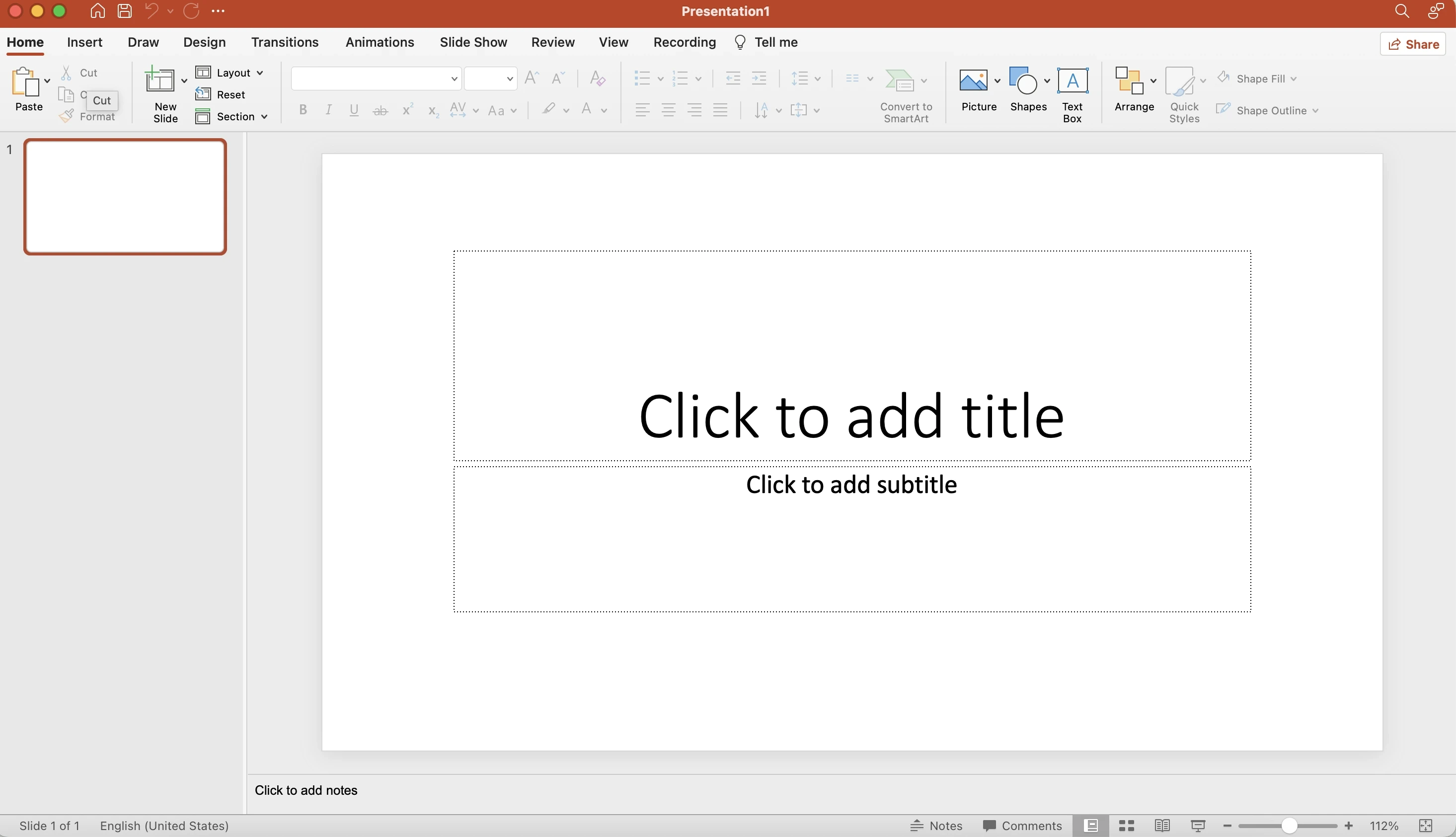 Gunakan template atau slide kosong lewat menu File > New.