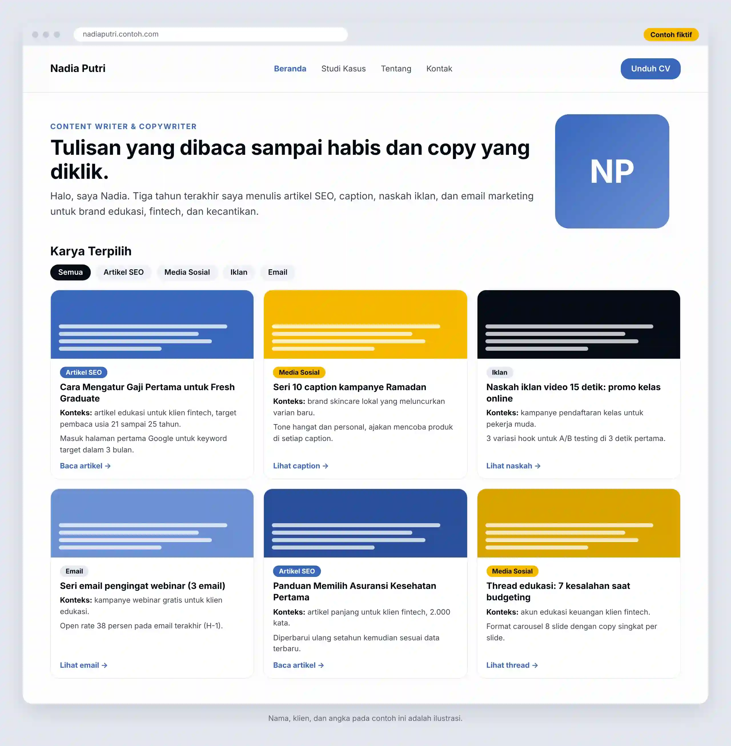 Portofolio Content Writer dan Copywriter