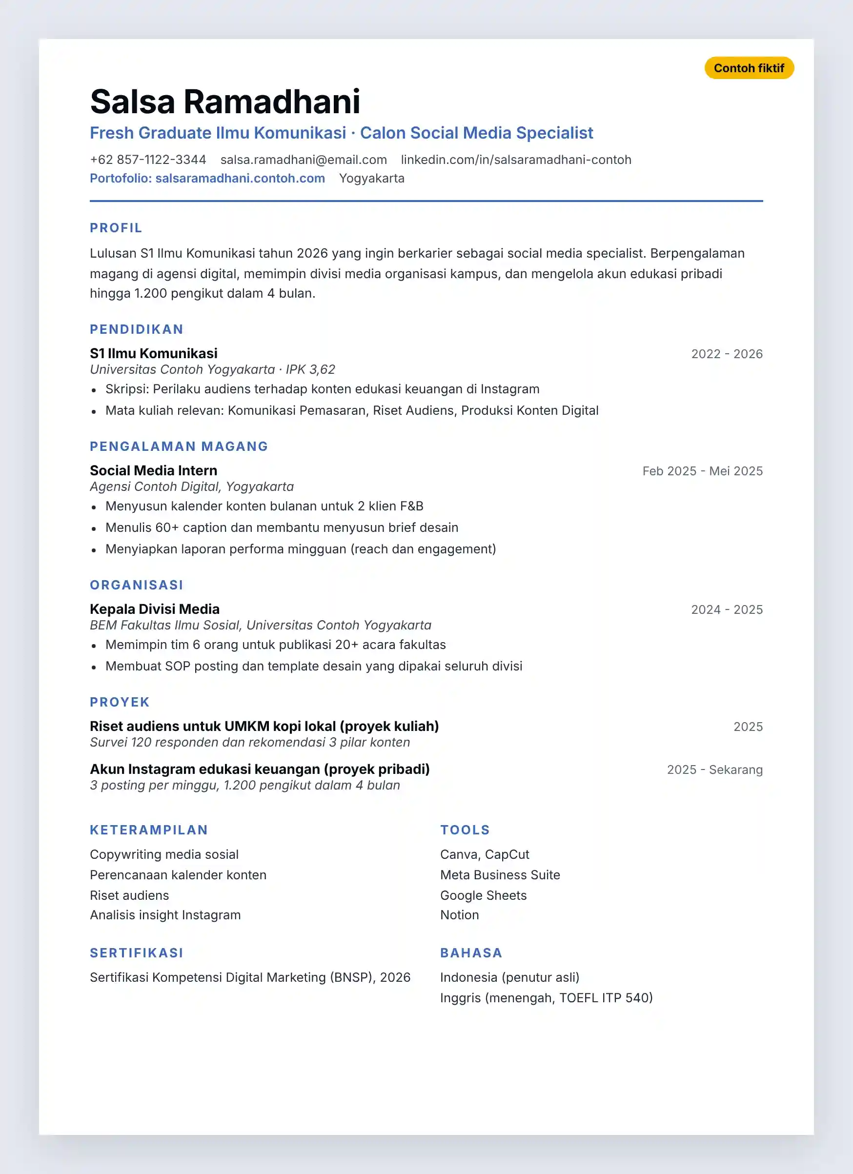 CV Fresh Graduate dan Career Switcher