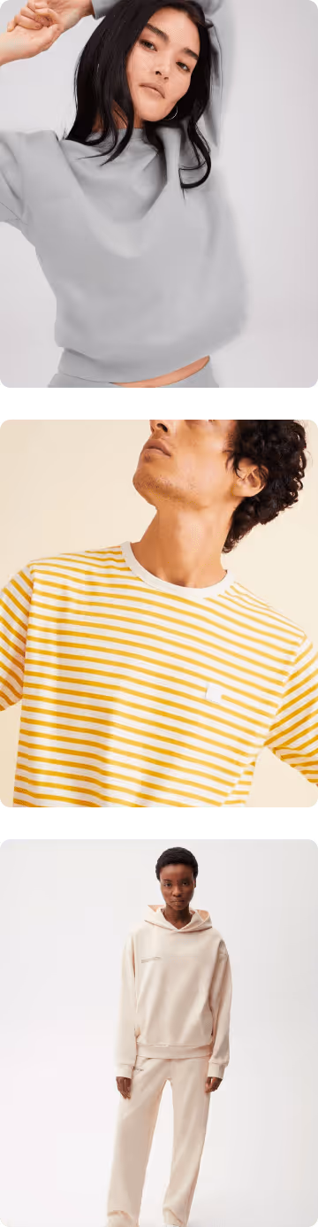 Images of three sustainable clothes