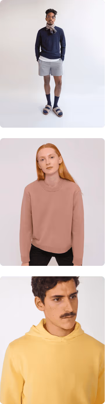 Images of three sustainable clothes