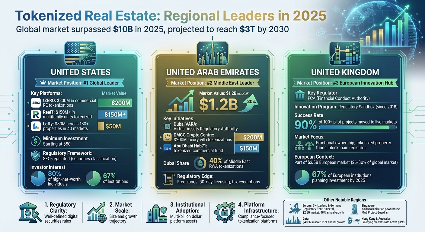 Top 3 Regional Leaders in Tokenized Real Estate 2025: USA, UAE, and UK Market Comparison