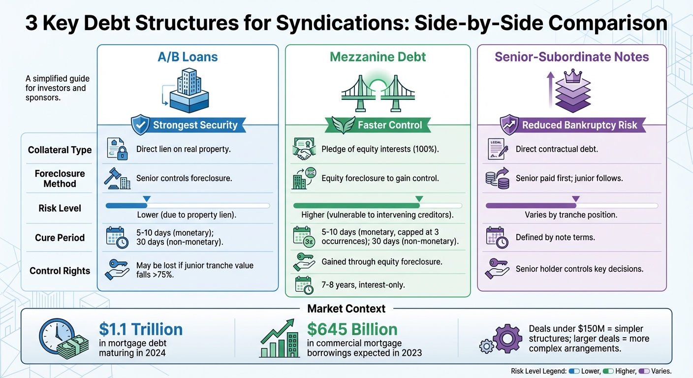 Comparison of Syndication Debt Structures: A/B Loans vs Mezzanine Debt vs Senior-Subordinate Notes