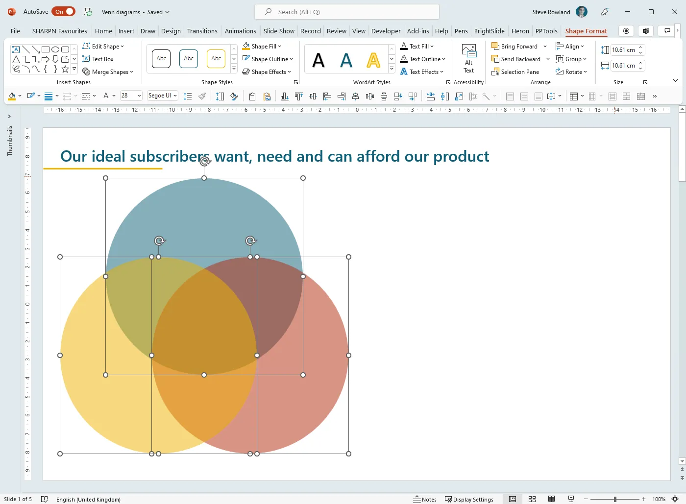 Slide with three overlapping circles in different colours