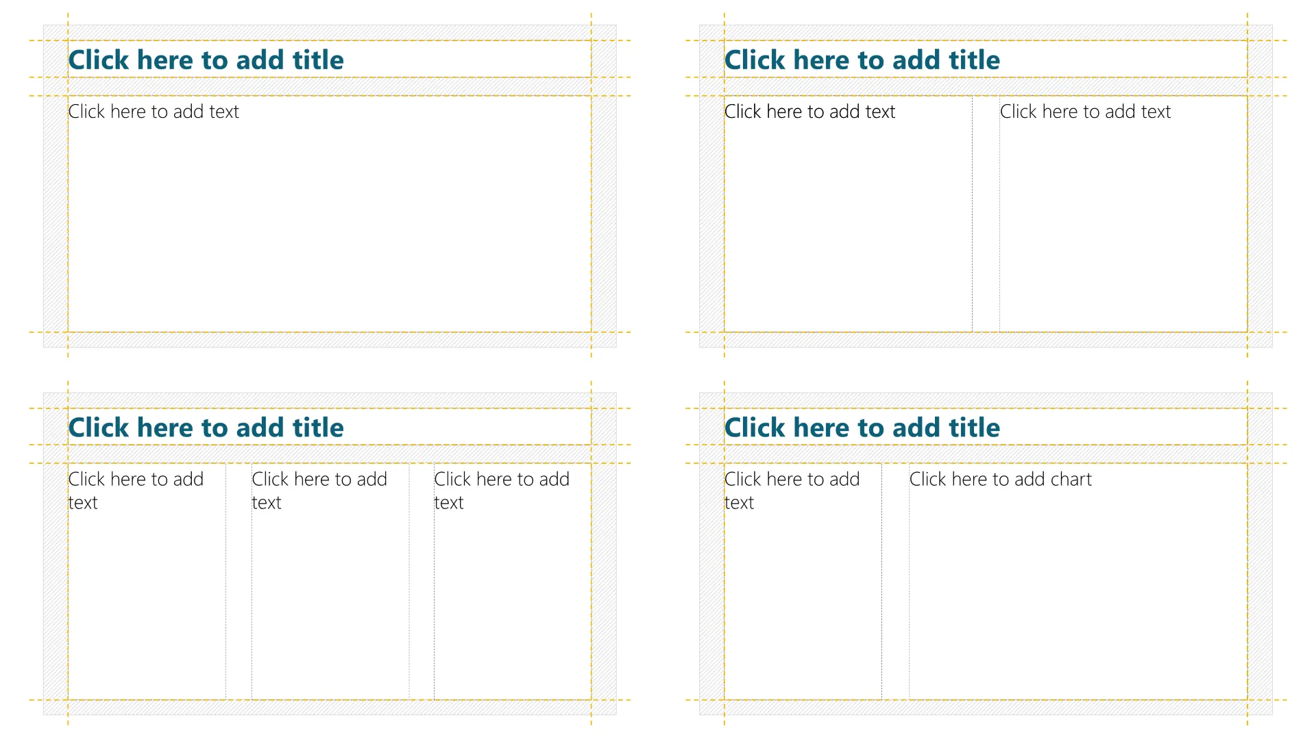 A graphic showing 4 different template layouts all adhering to the same grid and margins