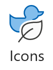 The 'insert icons; toolbar button: a duck and a leaf