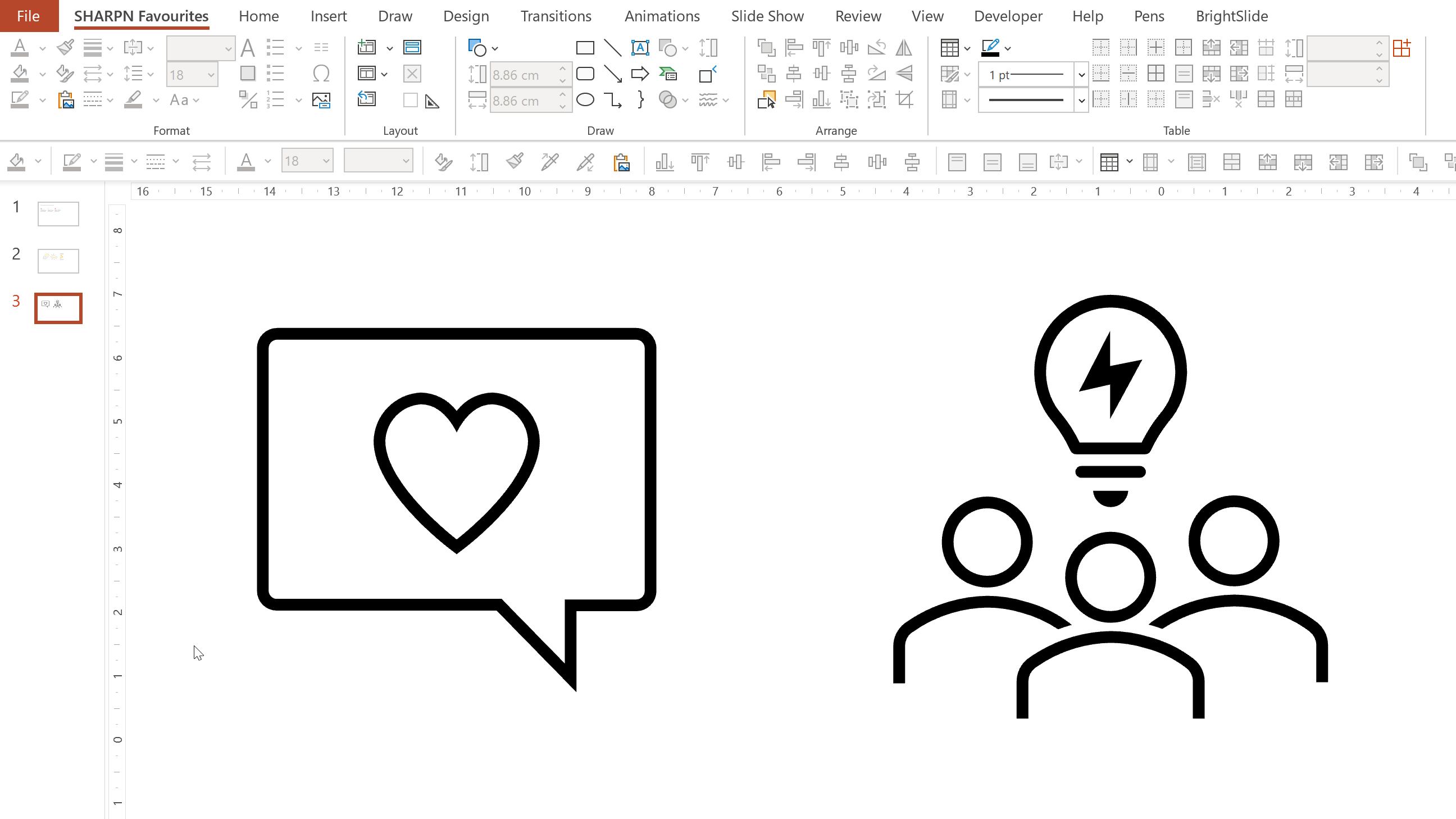 A screen recording of converting icons to shapes in order to create a new icon by taking elements of two different icons and combining them