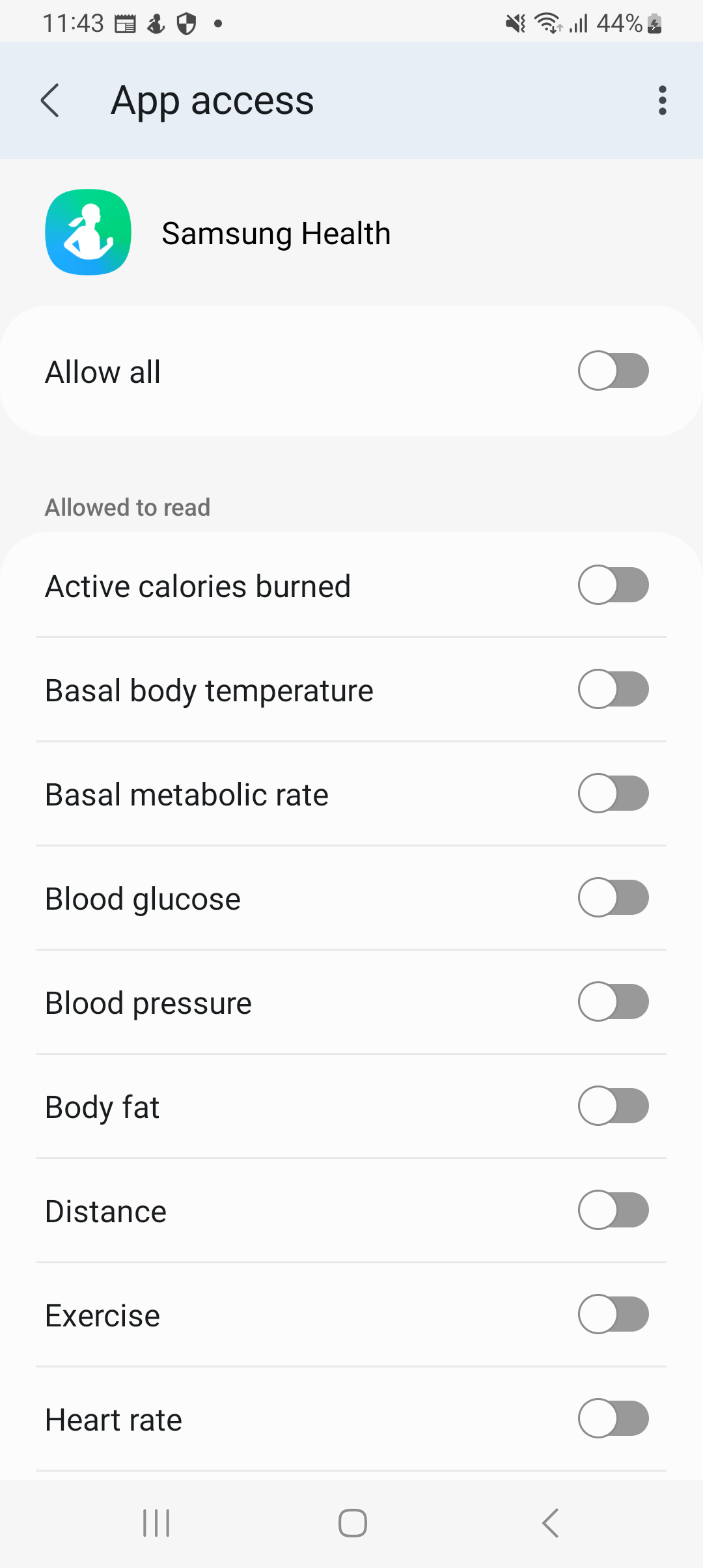 Health Connect permissions