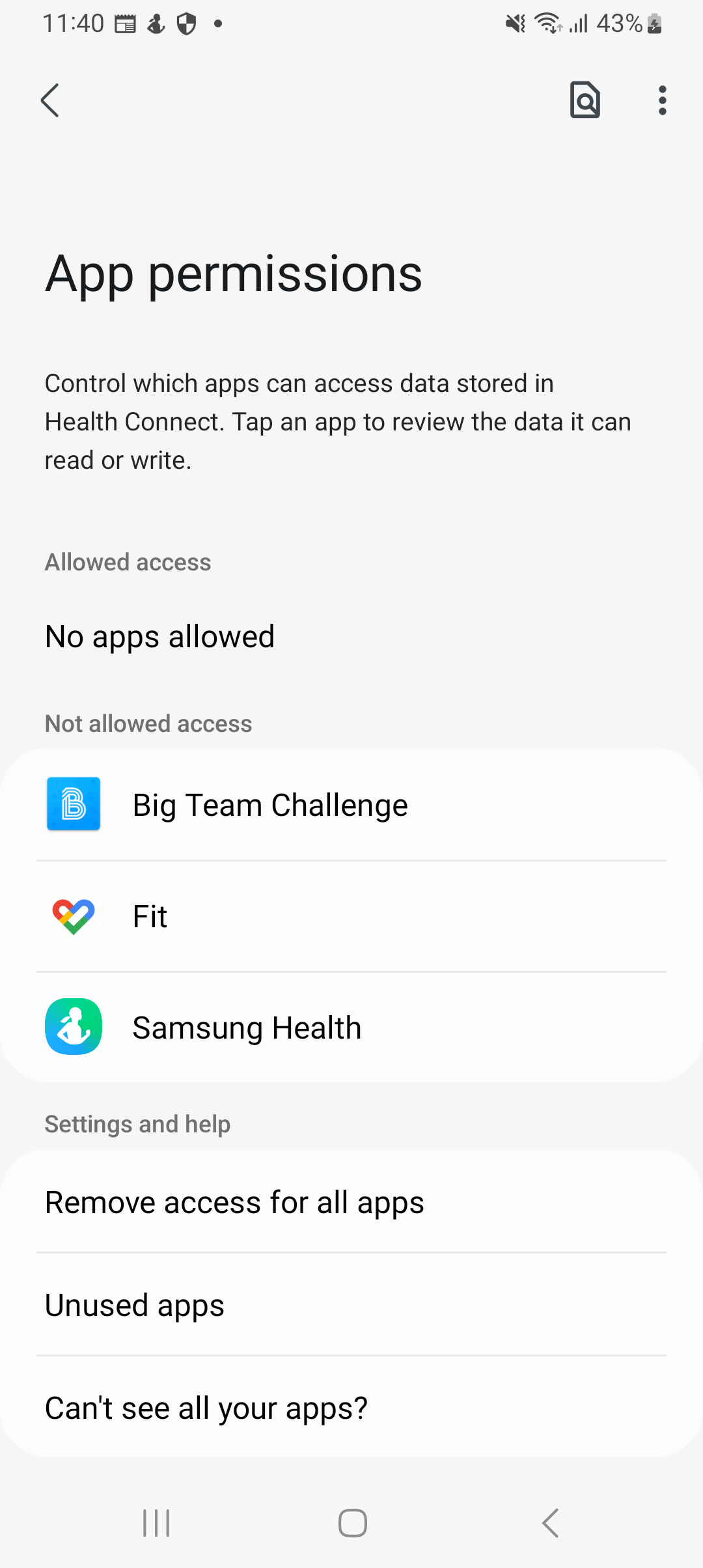 Health Connect permissions