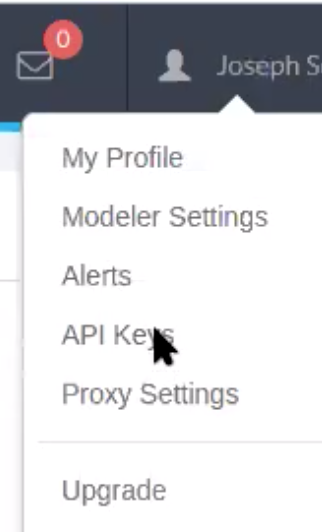 API Keys are found under your profile