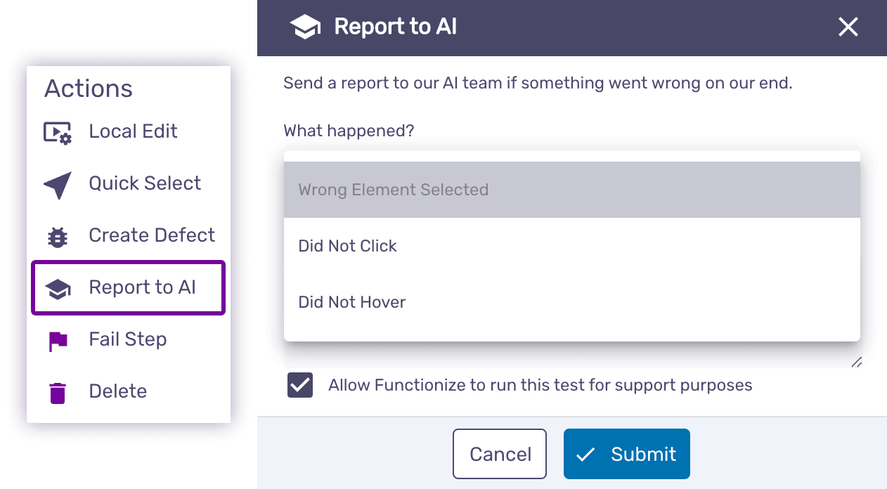 Report to AI feature for fine-tuning your testing ML models