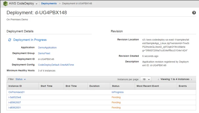 AWS CodeDeploy screenshot