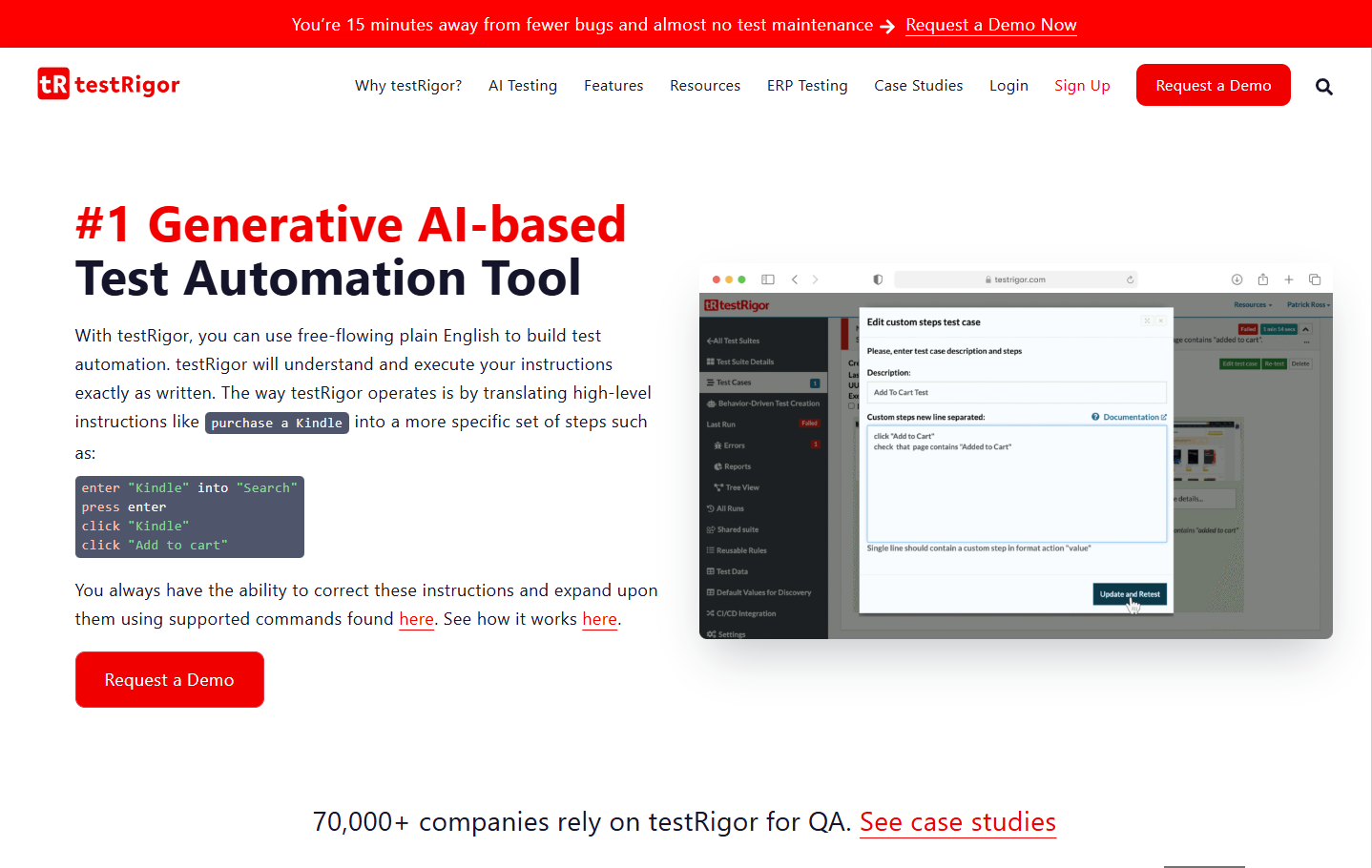 testRigor: Plain-English, AI-Driven Functional Tests