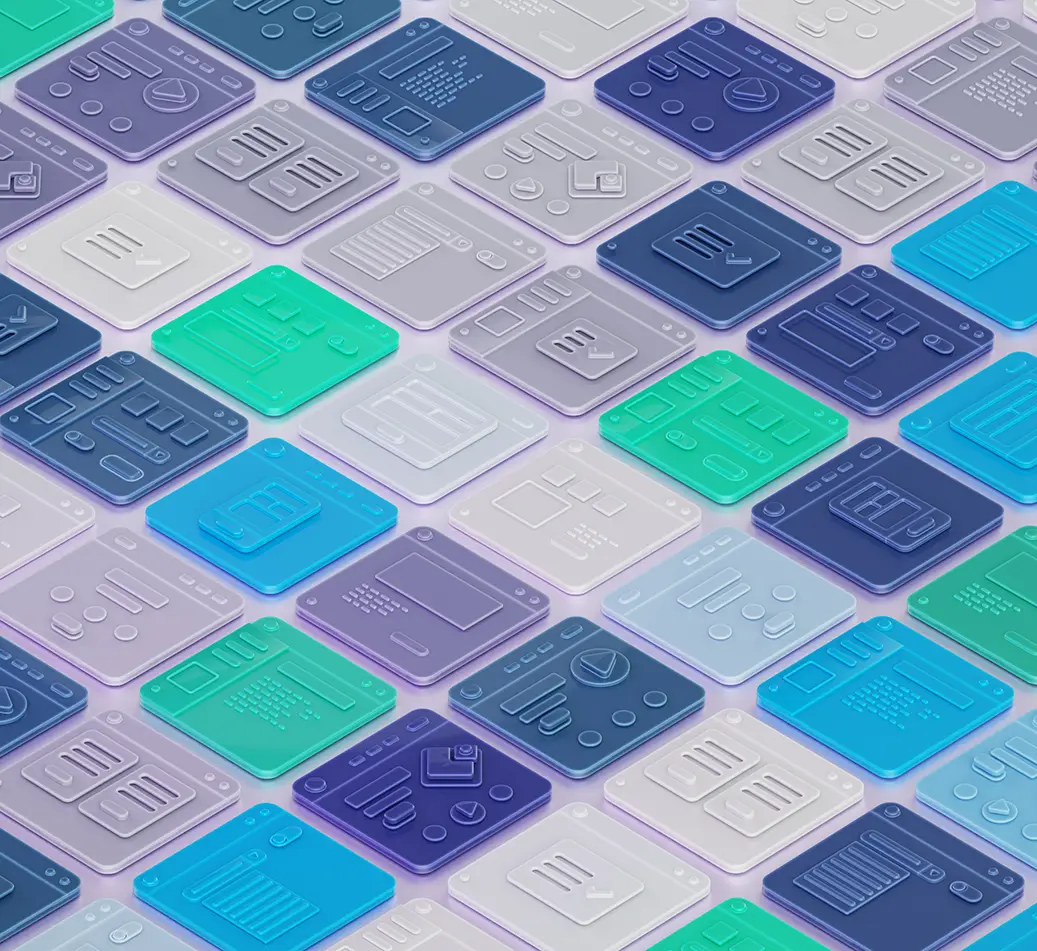 ows of application screens representing AI test coverage that grows as new software flows are added