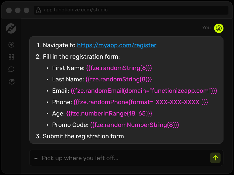 Generate any random data on-the-fly directly in the chat