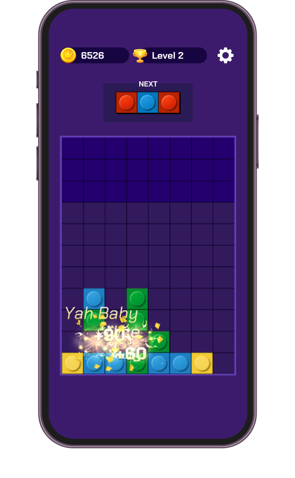 Block On game screen create combo