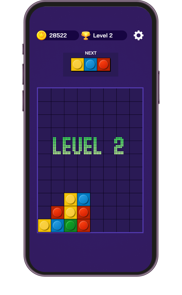 Block On game screen level up