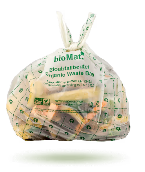 Composteerbare en microplastic-vrije afvalzak met handvat van Biomat