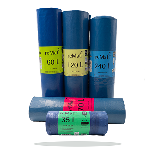 Rivestimenti per bidoni reMat® realizzati con il 100 % di materiale riciclato post-consumo