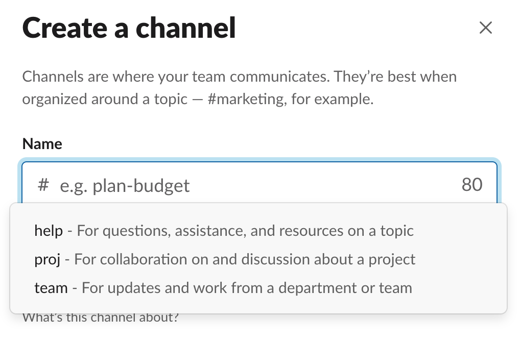 Slack best practices - set channel prefix guidelines