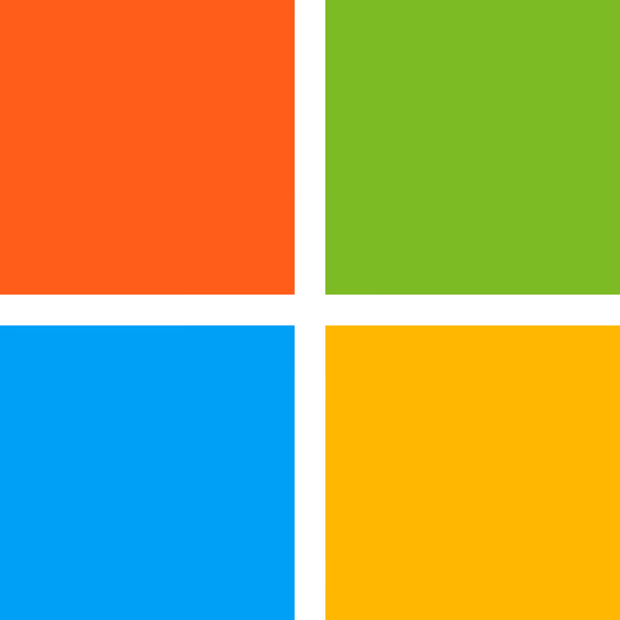 Microsoft logo with four colored squares in red, green, blue, and yellow beside the word Microsoft.