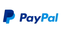 PayPal logo with overlapping dark and light blue "P" symbols beside text.