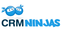 CRM Ninjas logo featuring two blue cartoon ninja characters next to the bold company name in black and blue text