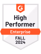 G2 High Performer Enterprise Fall 2024 award badge.