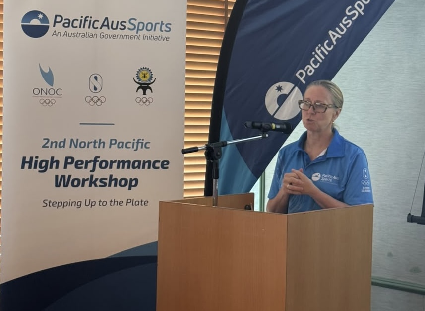 Sheila Stephens Desbans of IOC Olympic Solidarity addressing workshop participants