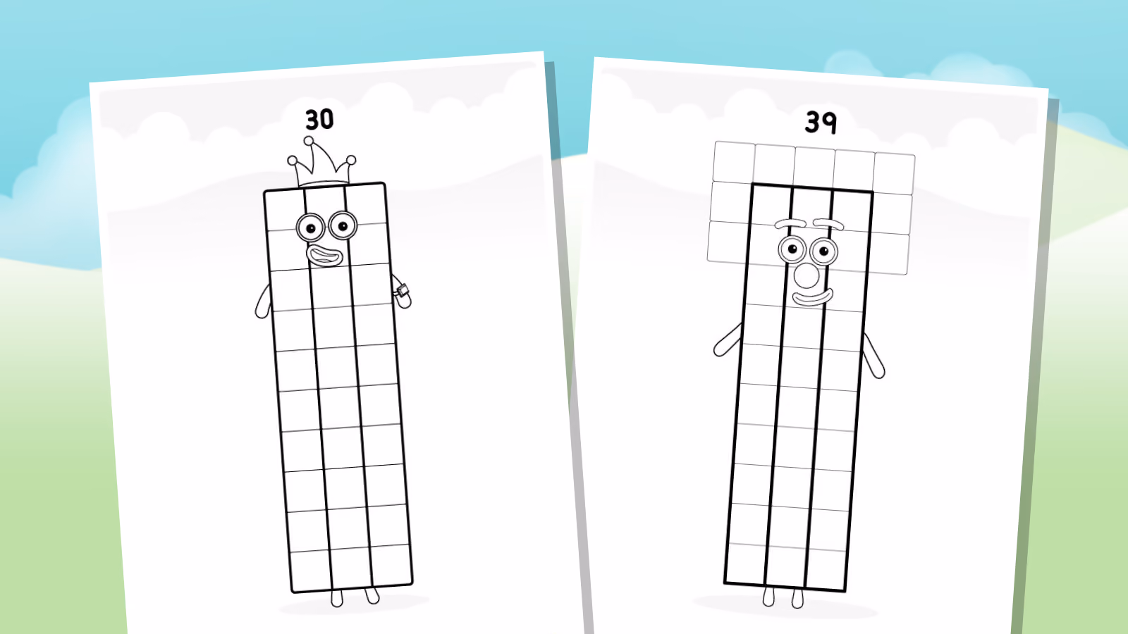 Colouring in Numberblocks Thirty to Thirty Nine