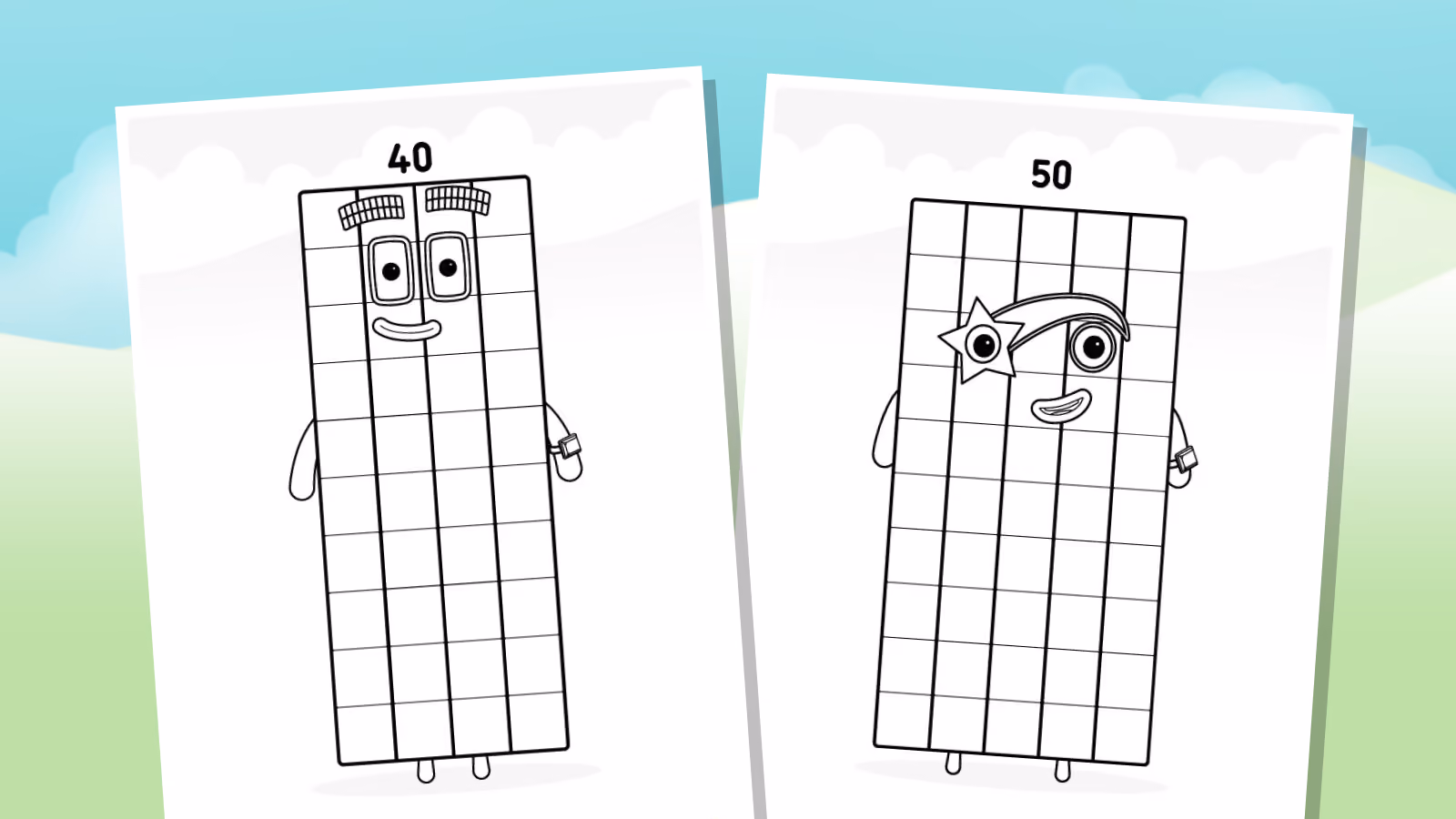 Colouring in Numberblocks Forty to Fifty