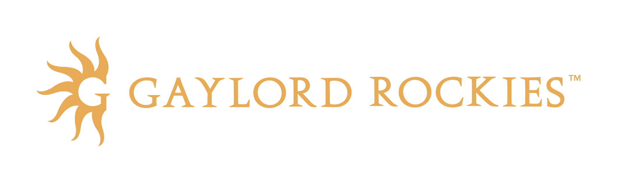 Gaylord Rockies logo with stylized sun symbol and text in gold.