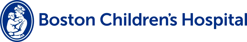 Boston Children’s Hospital logo with nurse holding a child in a blue circle next to the hospital name