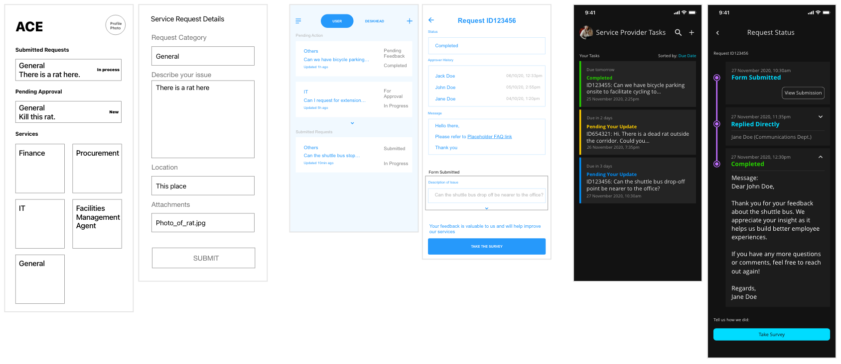 Some of the screens showing how I iterated from low to mid to high fidelity.