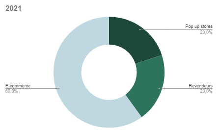Evolution of the distribution of sales between distribution channels 2021