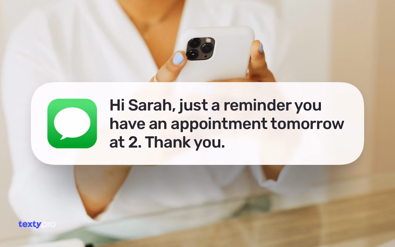 Doctor's office reminder text message