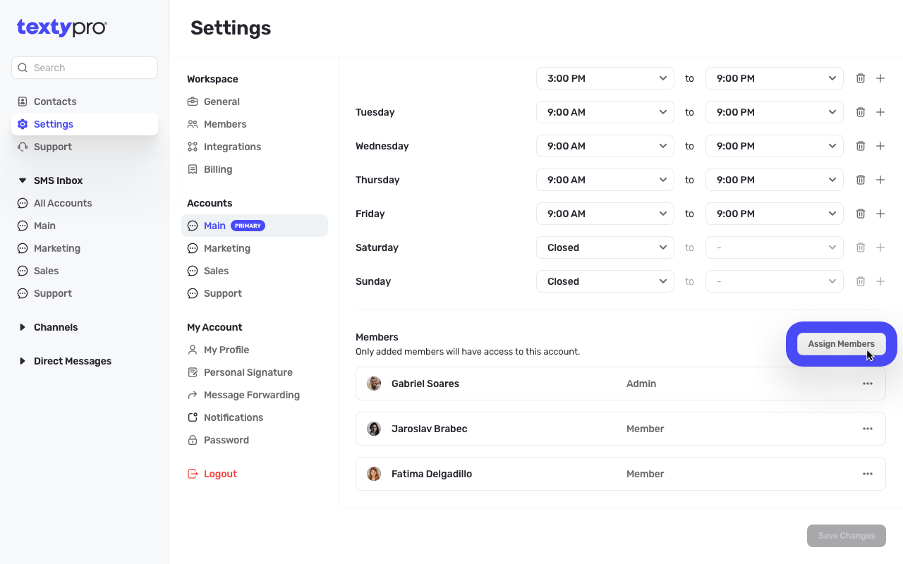 Assigning Members to a Phone Number