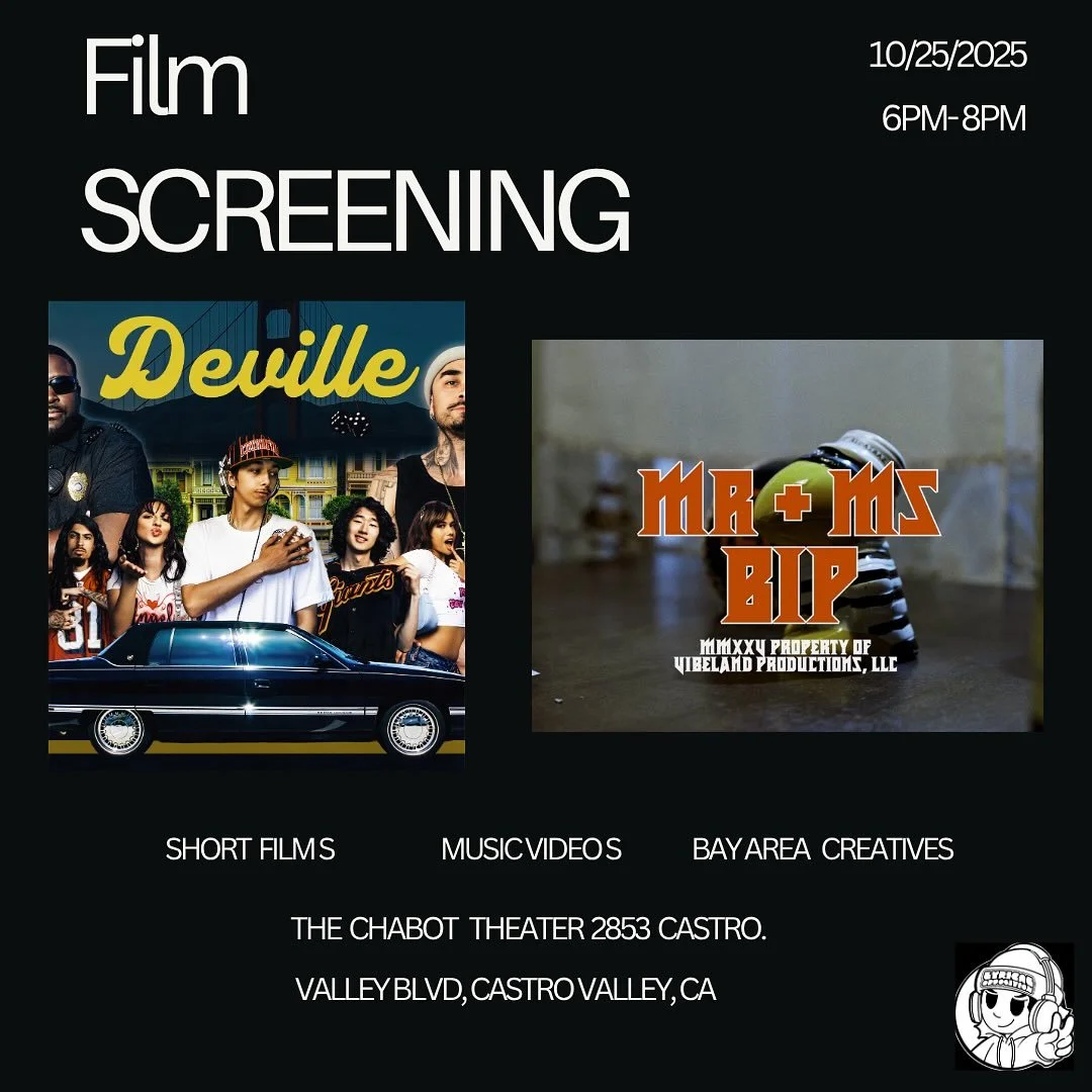Film screening poster for Deville and Mr. + Ms. Bip at the Chabot.