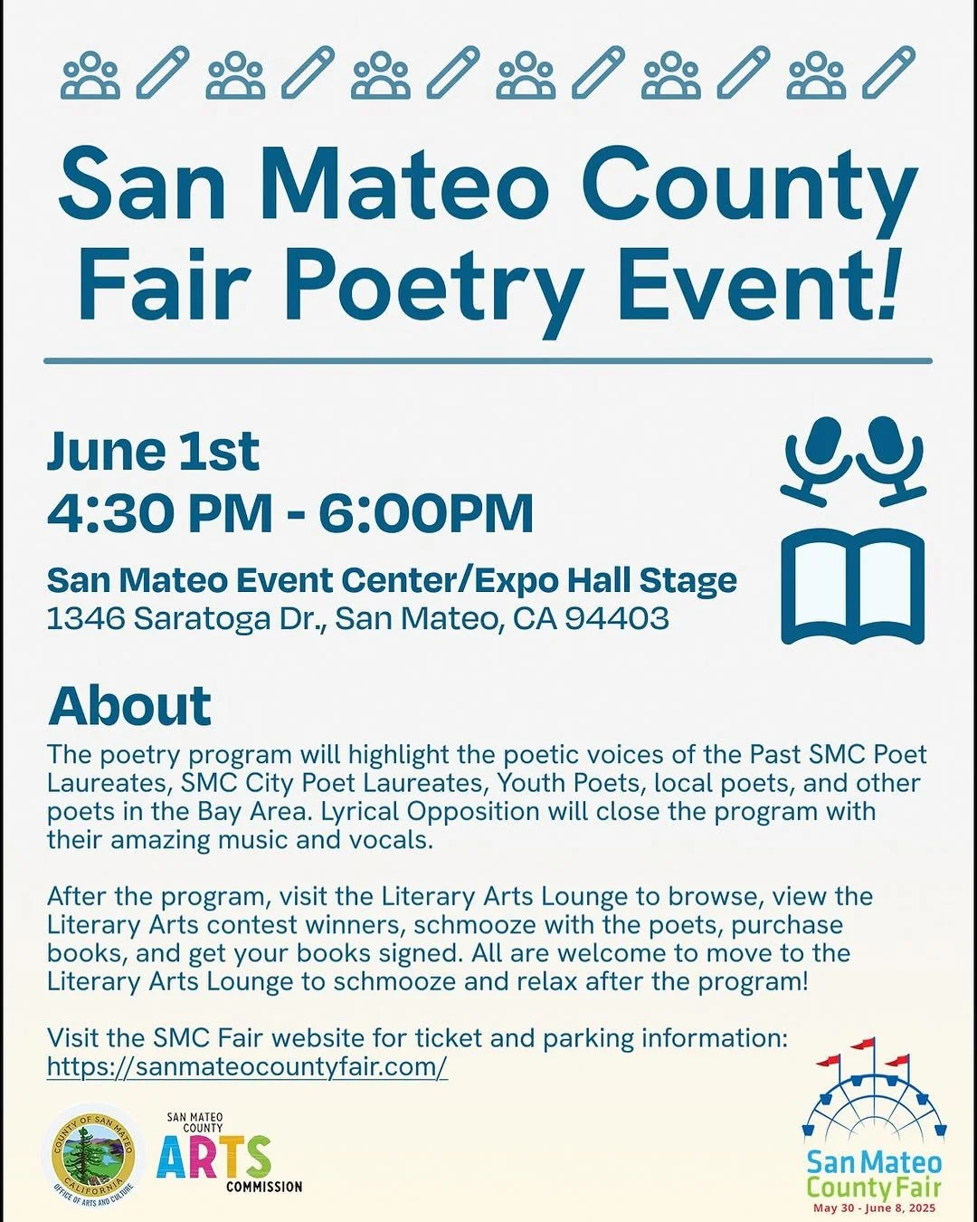 San Mateo County Fair Poetry Event announcement.