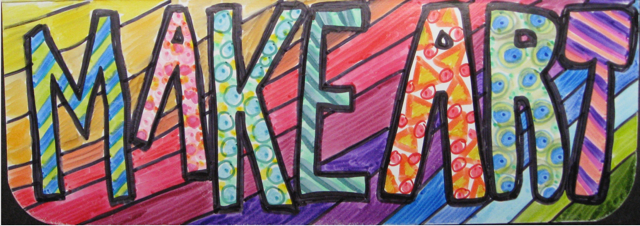 A colorful mural reading Make Art.