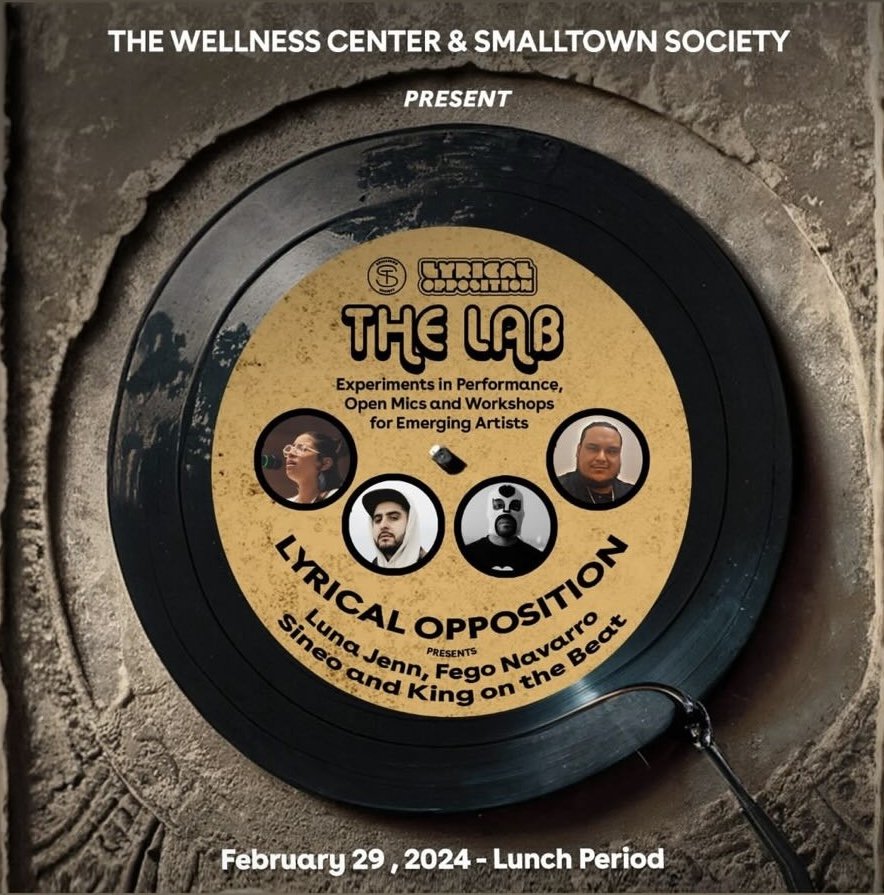 The Lab performance event poster designed as a record label.